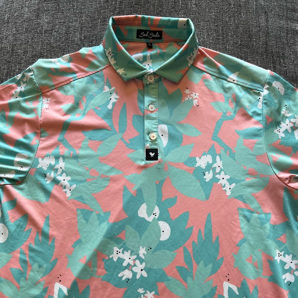 Bad Birdie Floral Golf Polo Size M